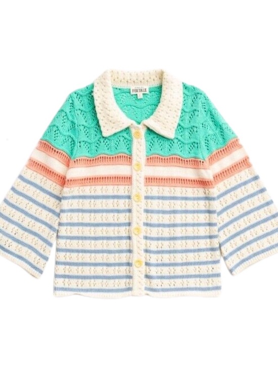 Finding Fox Tale Other - Finding Fox Tale Pleasantville Striped Knit Button-Up Cardigan Sweater Size 10